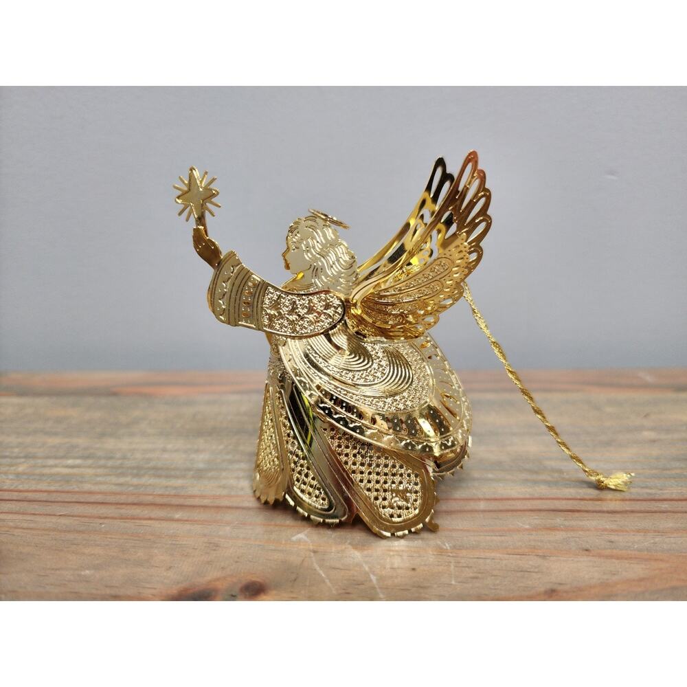 Baldwin 1999 3D 24kt Gold Over Brass Angel with Star Ornament 7202.010